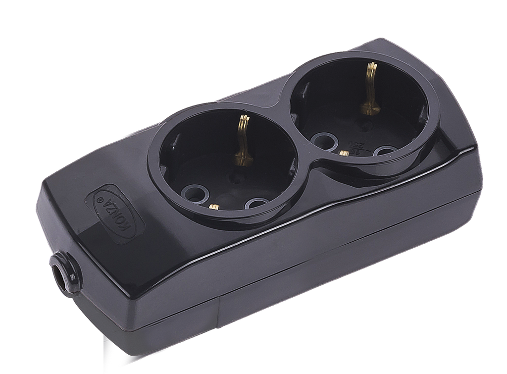 [2000S] 2 Gang Earthed With Terminal Group Socket (Black)