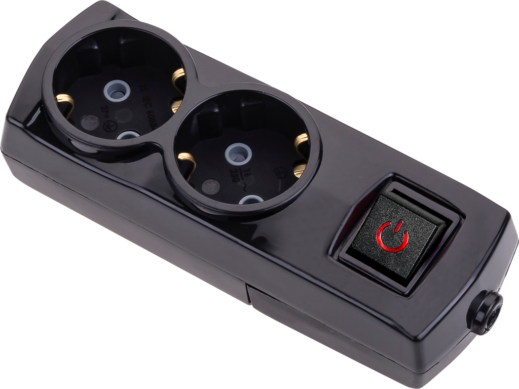 [2011S] 2 Gang Earthed With Terminal Switched Group Socket (Black)