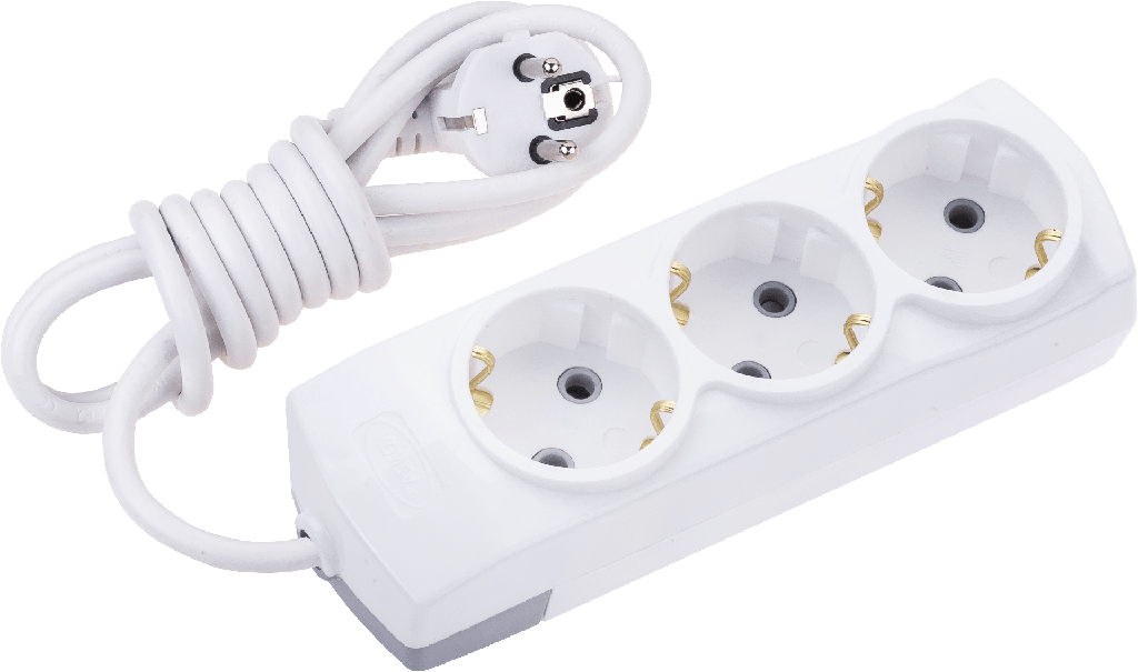 [3000-3] 3 GANG EARTHED GROUP SOCKET + 3M CABLE