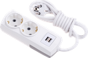 2 مؤرض مأخذ مجموعة + 2m كابل + USB