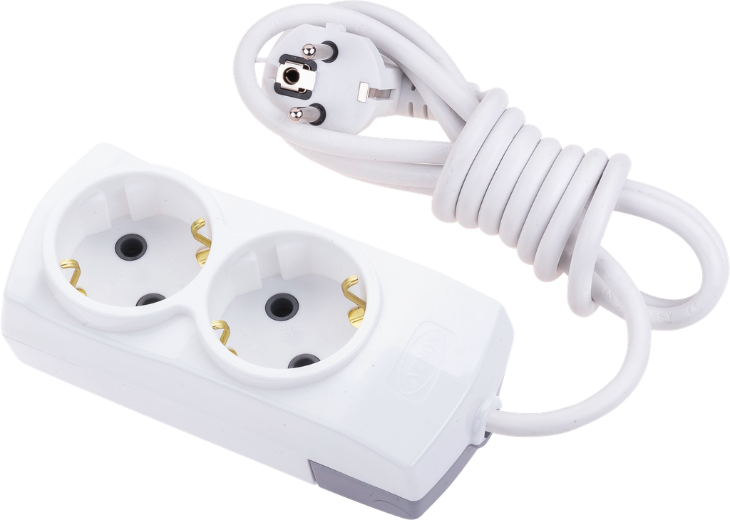 [2000-3] 2 GANG EARTHED GROUP SOCKET + 3M CABLE