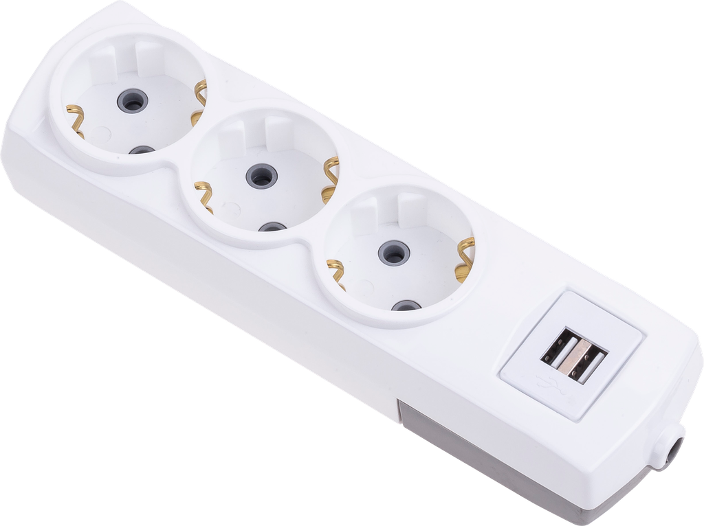 3 GANG EARTHED GROUP SOCKET + USB