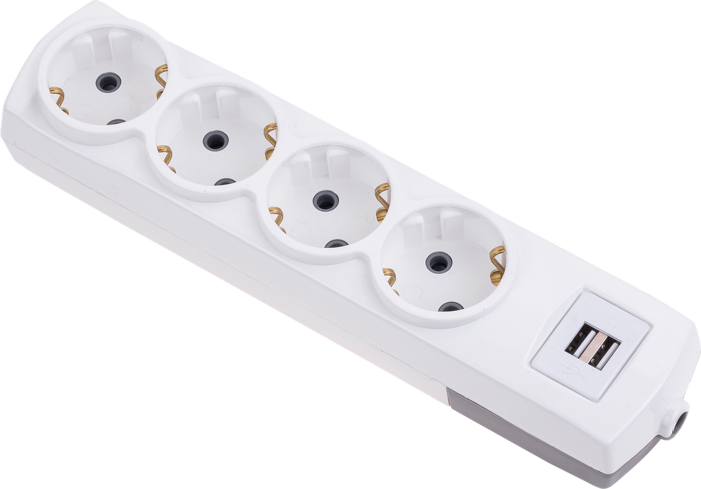 4 GANG EARTHED GROUP SOCKET + USB