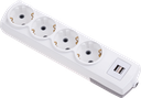4 GANG EARTHED GROUP SOCKET + USB