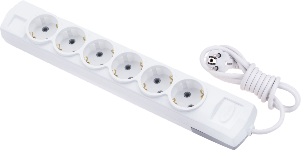 [6000-2] 6 GANG EARTHED GROUP SOCKET + 2M CABLE