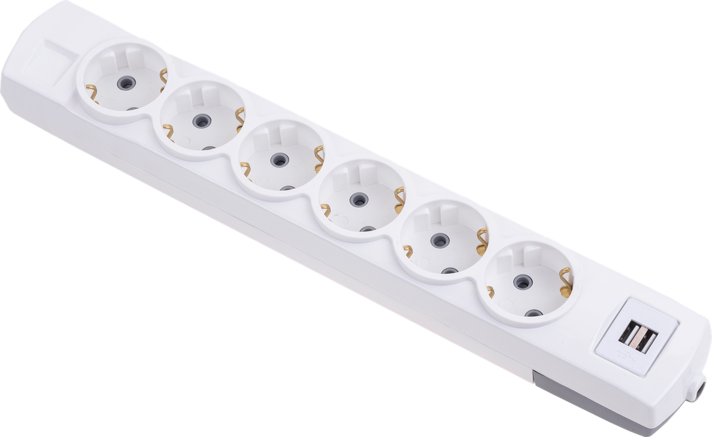 [6000USB] 6 مؤرض مأخذ مجموعة + USB