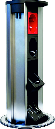 8 Module Cylinder Desktop Socket Box ( Empty ) - Inox