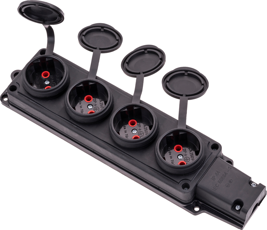 [MK107] 1X16A 4 LÜ TOPRAKLI KAUÇUK PRİZ IP44